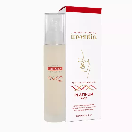 Minutová anti-age péče - Živý kolagen Přírodní kolagen Inventia FACE PLATINUM - na OBLIČEJ - Triple Helix Formula - 50 ml