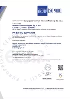 certifikát Inventia ISO 22000:2018